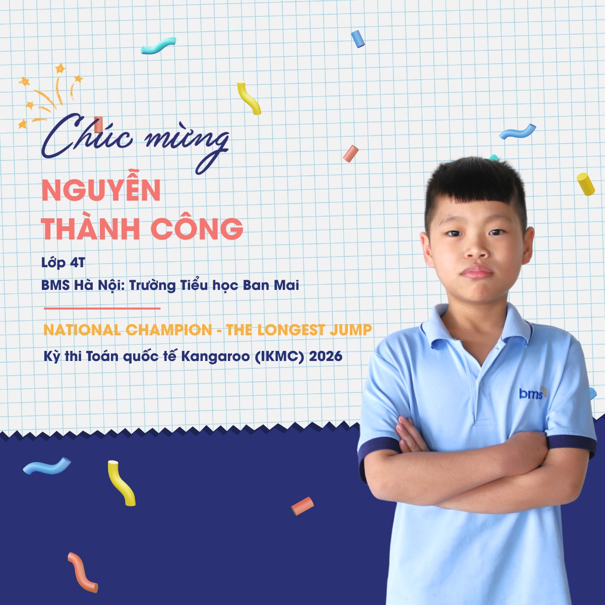 BMSer Nguyễn Thành Công xuất sắc Vô địch Quốc gia Kỳ thi Toán Quốc tế Kangaroo (IKMC 2026)