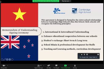 Lễ ký kết thỏa thuận hợp tác giáo dục quốc tế trực tuyến giữa BMS và Cambridge High School - New Zealand